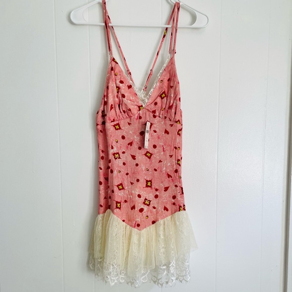 NWT Anthropologie Sweetheart Mini Pink Lace Slip Dress - Picture 3 of 11